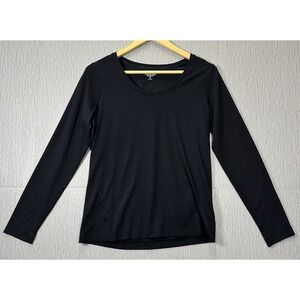 Lands' End Size Jersey Knit Top, Crew Neck, Long Sleeves , Black - XS